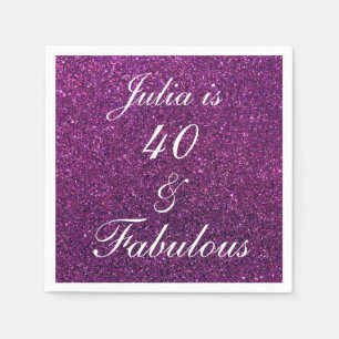 40 och Lila av födelsedagspresent Glitter Chic Gi Pappersservett