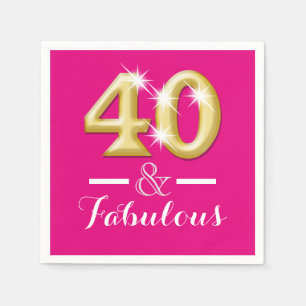 40 och sagolik rosa guld- födelsedag pappersservett
