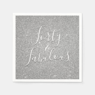 40 och sagolikt födelsedagsilverglitter pappersservett
