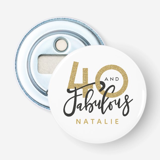 40 och sagolikt guld & svartfödelsedagsfest flasköppnare (Framsidan)