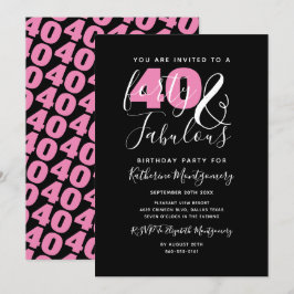 40 och uppmjukande Elegant 40:e födelsedagen Party Inbjudningar