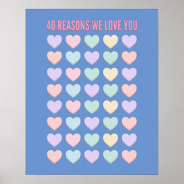 40 orsaker Vi kärlek dig - 40:e födelsedagsgåvor Poster