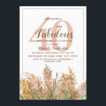 40 Pampas Pampas Grass på vit födelsedag Inbjudningar<br><div class="desc">Vackert boho-stil Pampas-gräs på vit 40-dagars och Fabulous 40-dagars festinbjudan till kvinnor. Kontakta oss om du behöver hjälp med anpassning eller om du vill begära matchande produkter.</div>
