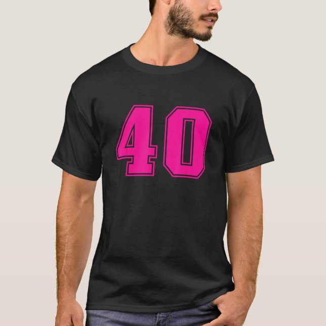 40 Rosa Sportfantast Jersey-nummer T Shirt (Framsida)