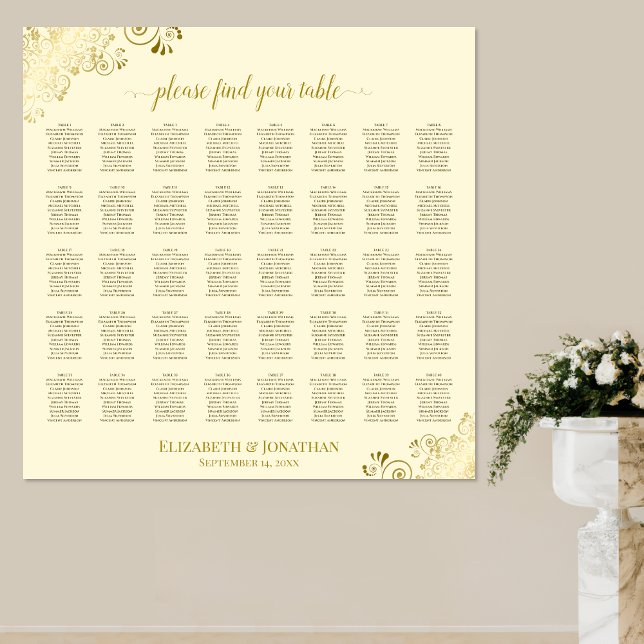 40 sittplatsdiagram för frilly Guld och Cream Bröl Poster (Skapare uppladdad)