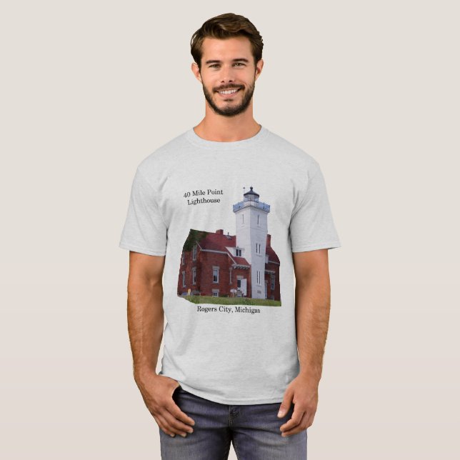40 sjömils Ligthouse-ljusskjorta T Shirt (Hel framsida)