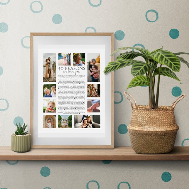 40 skäl till varför vi älskar dig fotokollage poster (Skapare uppladdad)