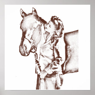 40-talCowgirl och häst Poster