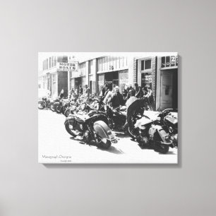 40-talmotorcykeln "gata samlar" väggkonst canvastryck