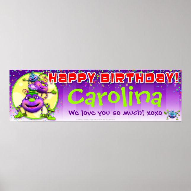 40"x12" GiggleBellies Itsy Bitsy Spiders Birthday Poster (Framsidan)