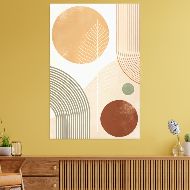 40" x 60" Boho Abstrakt Canvastryck Väggkonst (Insitu (Vardagsrum))