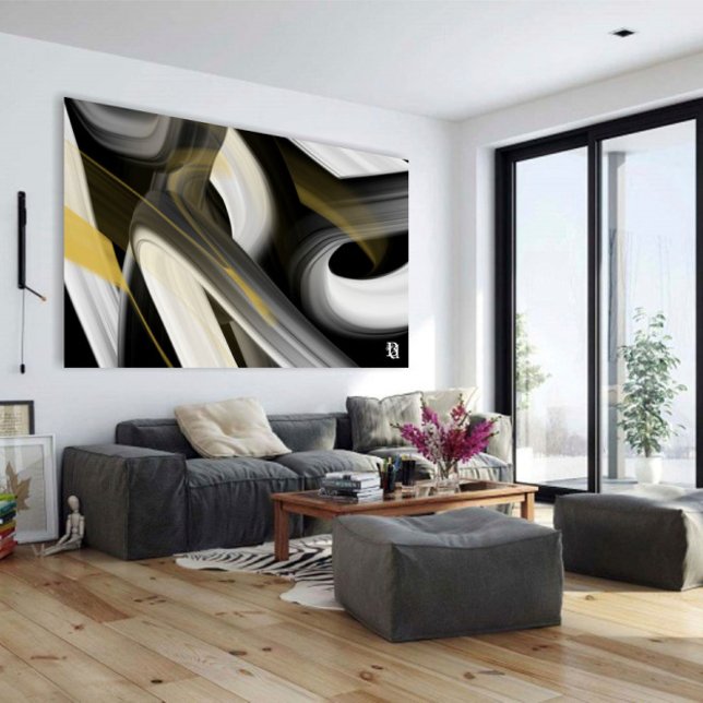 40 x 60-tums Trend Abstrakt Art Canvas Black White (Skapare uppladdad)