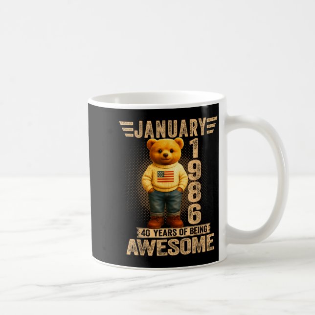 40 Year Old January 1986 Teddy Bear 40th Birthday  Kaffemugg (Höger)