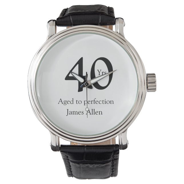40 years aged to perfection birthday name simple  armbandsur (Framsida)