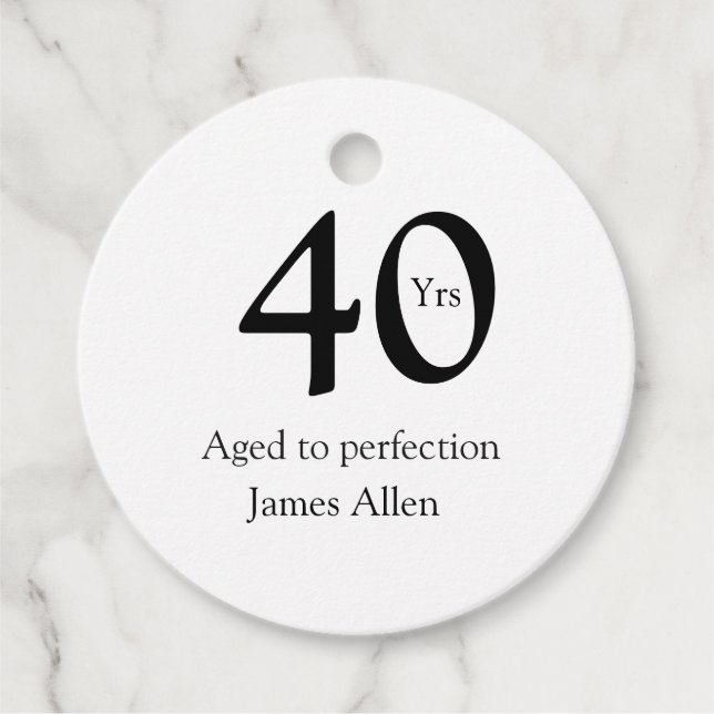 40 years aged to perfection birthday name simple  gåvor etiketter (Framsida)