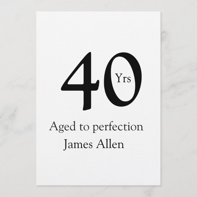 40 years aged to perfection birthday name simple  inbjudningar (Framsida)