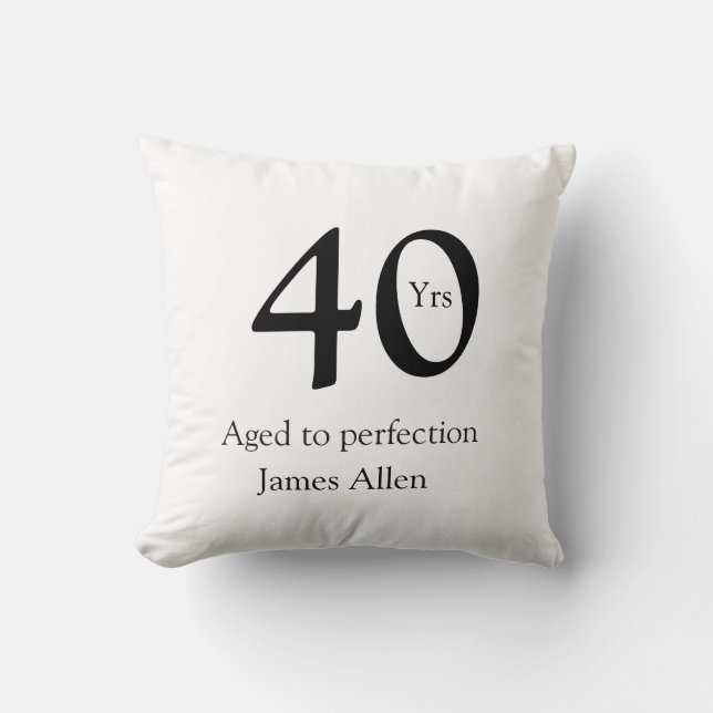 40 years aged to perfection birthday name simple  kudde (Framsida)