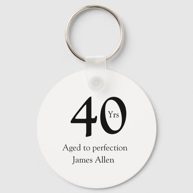 40 years aged to perfection birthday name simple  nyckelring (Framsida)