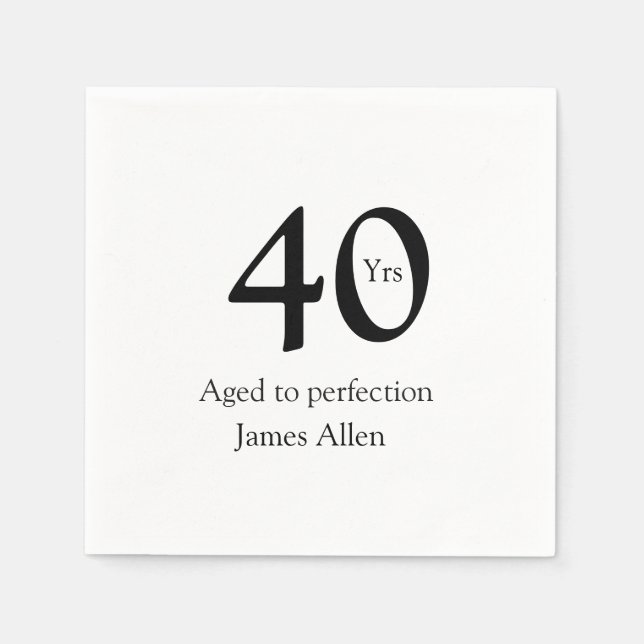 40 years aged to perfection birthday name simple  pappersservett (Framsidan)