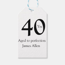 40 years aged to perfection birthday name simple  presentetikett