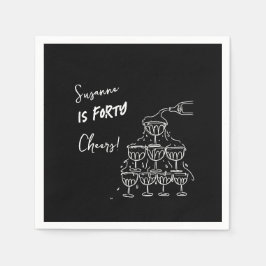 40 years Birthday Champagne tower funky Pappersservett