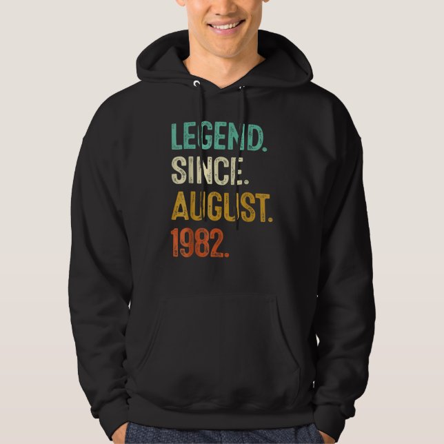 40 Years Old  Legend Since August 1982 40th Birthd Hoodie (Framsida)