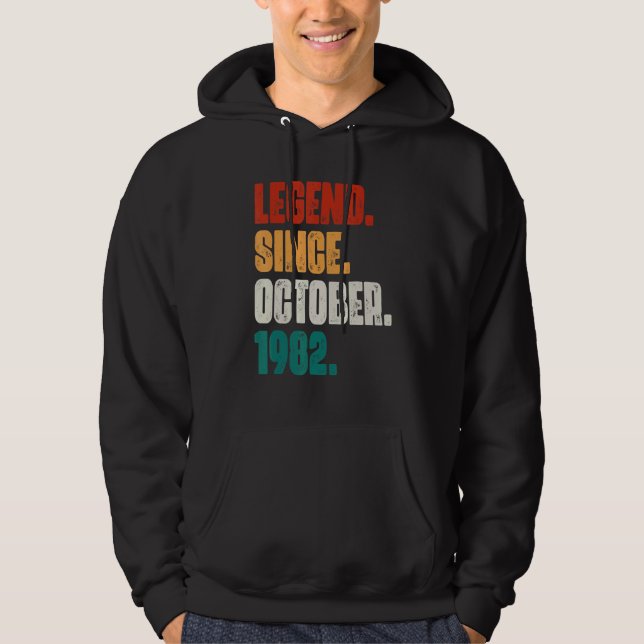40 Years Old  Legend Since October 1982 40th Birth Hoodie (Framsida)