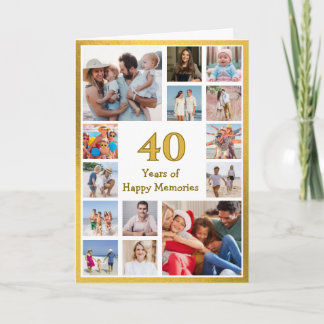 40 years (or any age) of happy memories birthday kort