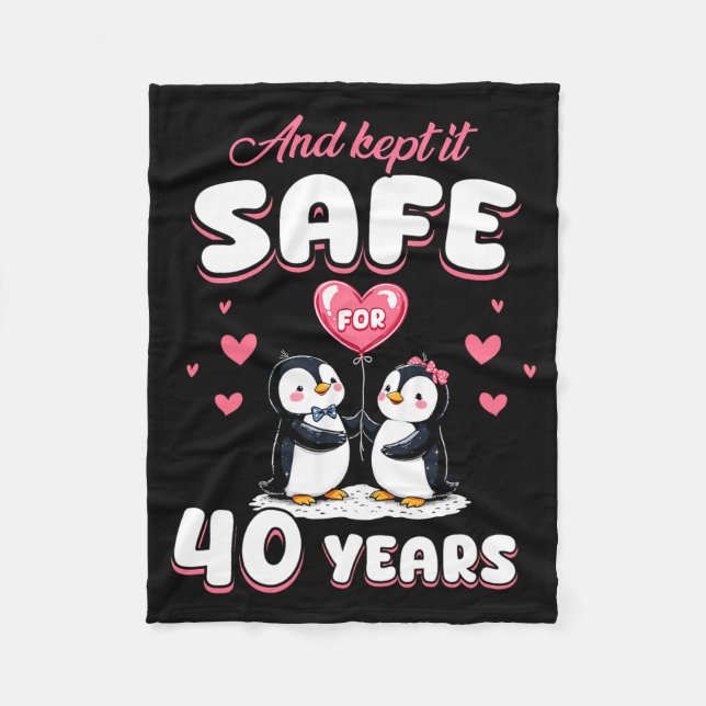 40 Years Wedding Anniversary Penguin Couples Match Fleecefilt (Framsidan)