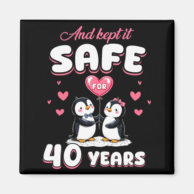 40 Years Wedding Anniversary Penguin Couples Match Magnet (Framsidan)