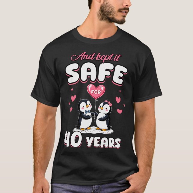 40 Years Wedding Anniversary Penguin Couples Match T Shirt (Framsida)
