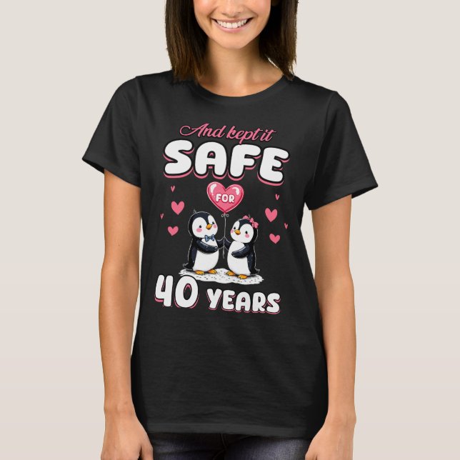 40 Years Wedding Anniversary Penguin Couples Match T Shirt (Framsida)