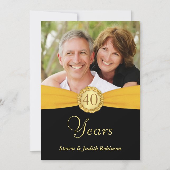 40th årsdag - fick- stil för Faux med monogramen Inbjudningar (Framsida)