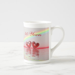 40th ÅrsdagRubyhjärtor Benporslin Mugg