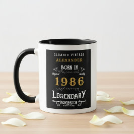 40th Birthday 1986 Legend Retro Black Personalized Mugg
