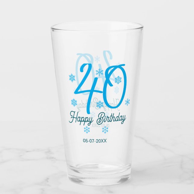 40th birthday add name date year blue template glaskopp (Framsida)