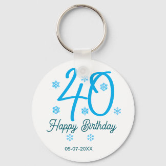 40th birthday add name date year blue template nyckelring