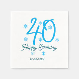 40th birthday add name date year blue template pappersservett