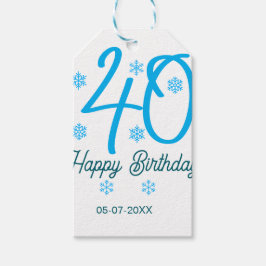 40th birthday add name date year blue template presentetikett