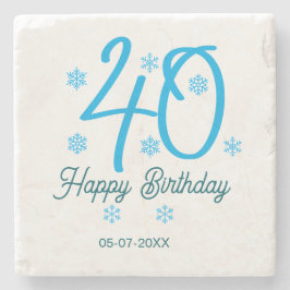 40th birthday add name date year blue template stenunderlägg