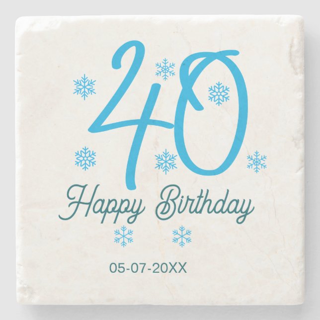 40th birthday add name date year blue template stenunderlägg (Framsidan)