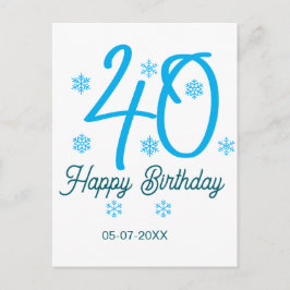 40th birthday add name date year blue template vykort