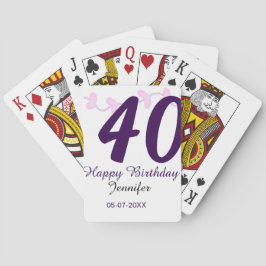 40th birthday add name date year purple floral pin casinokort