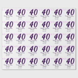40th birthday add name date year purple floral pin presentpapper