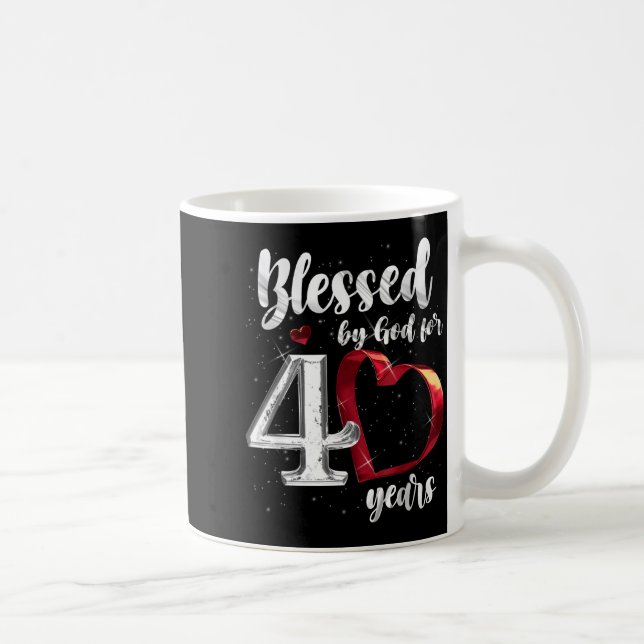 40th Birthday Blessed By God For 40 Years Birthday Kaffemugg (Höger)