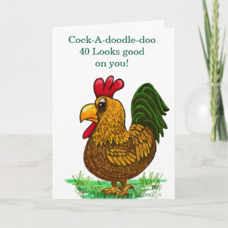 40th Birthday card with rooster  Tack Kort