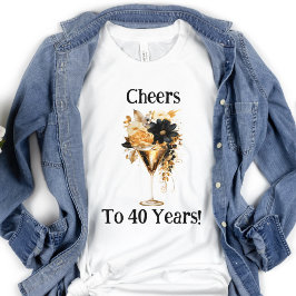 40th Birthday Cheers to 40 Years Champagne Glass  T Shirt