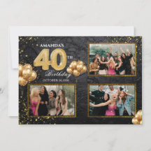 40th Birthday Gold Silver Black Balloons