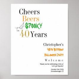 40th Birthday Halloween Party Welcome Poster