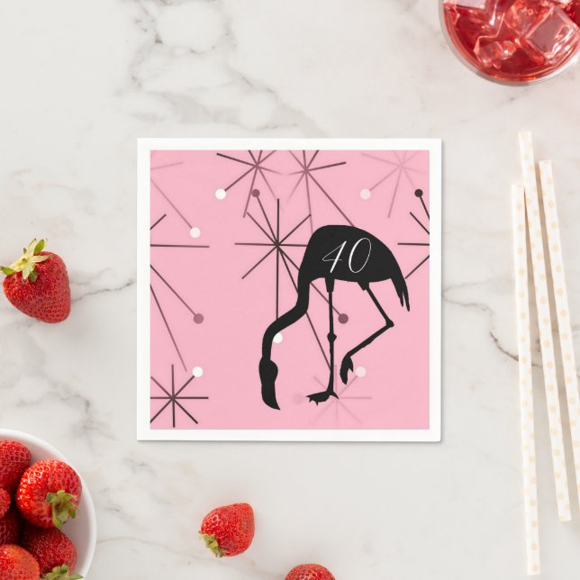 40th Birthday MidCentury Modern Atomic Starburst Pappersservett (Insitu)